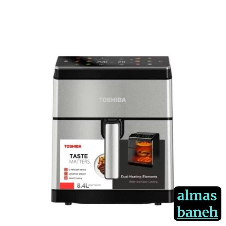 نمای کامل سرخکن توشیبا AF84 با بدنه استیل و ظرفیت بالا