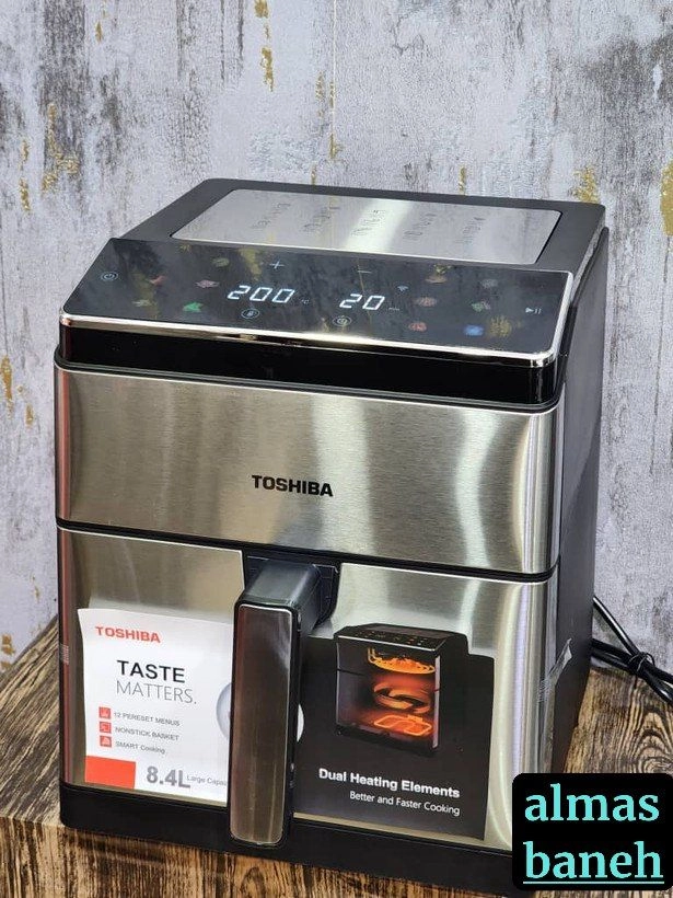 نمای کامل سرخکن توشیبا AF84 با بدنه استیل و ظرفیت بالا