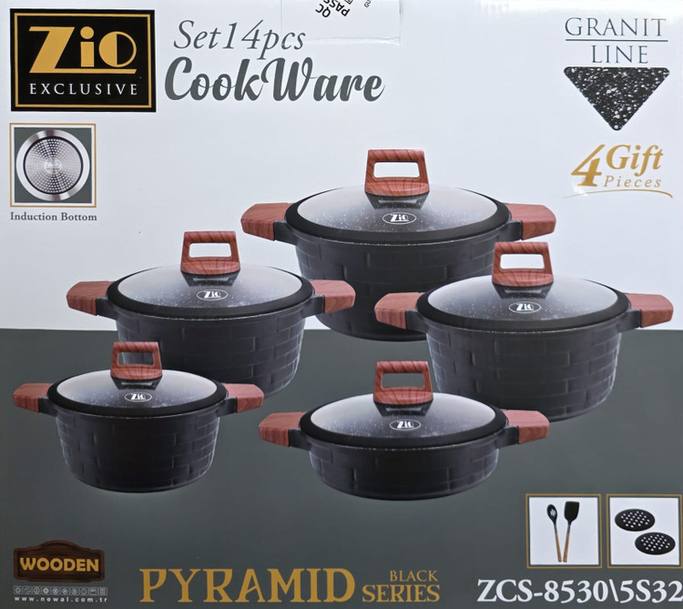 سرویس قابلمه گرانیتی 10 پارچه زیو مدل ZCS-8530 پیرامید